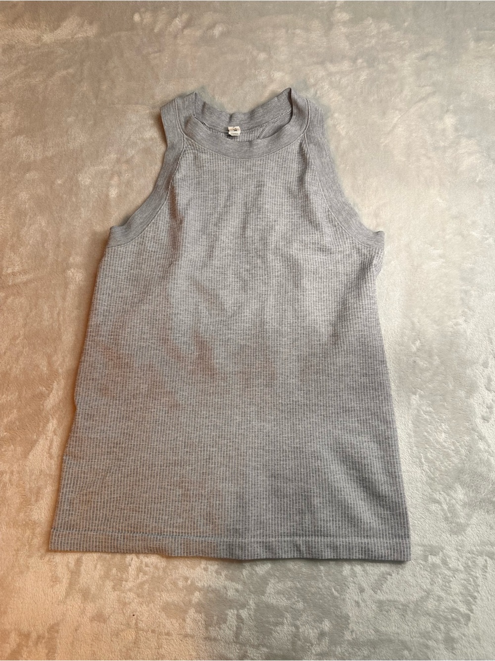 Athleta Gray Ribbed Racerback Tank Top Size Small Waffle Knit Athletic Casual